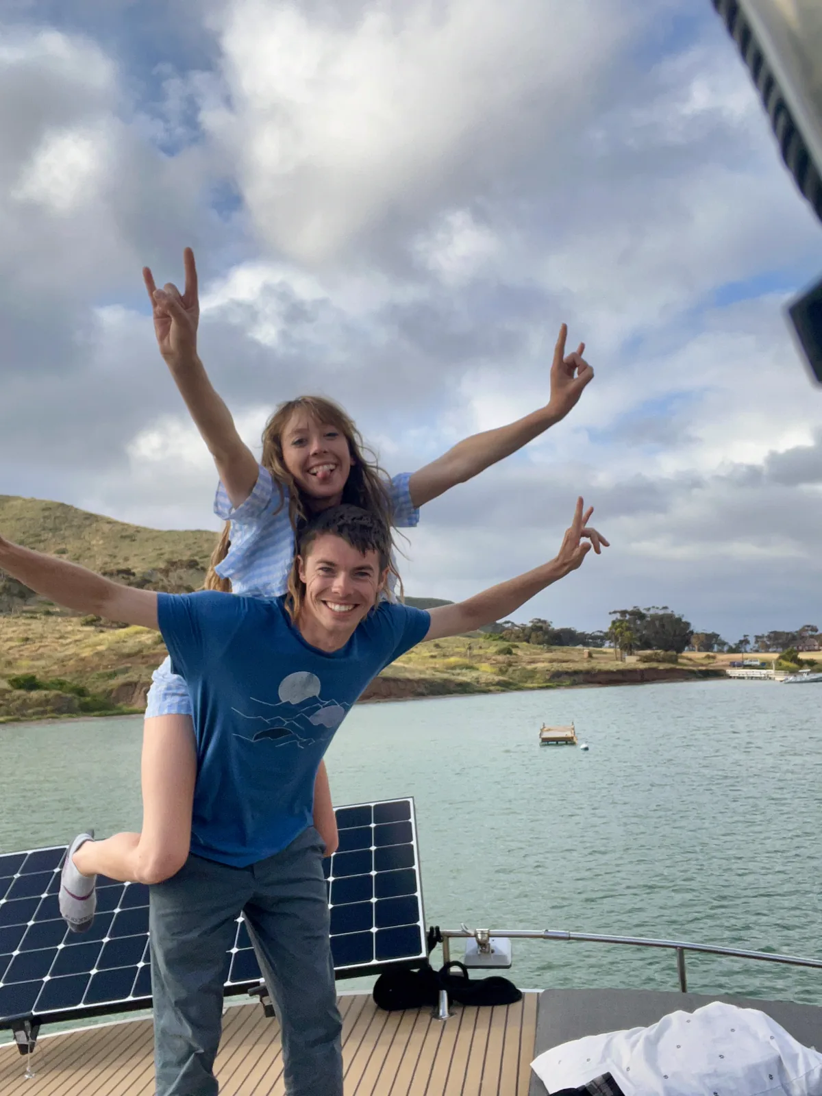 Tate and Hayley enjoying a day on a sailboat
